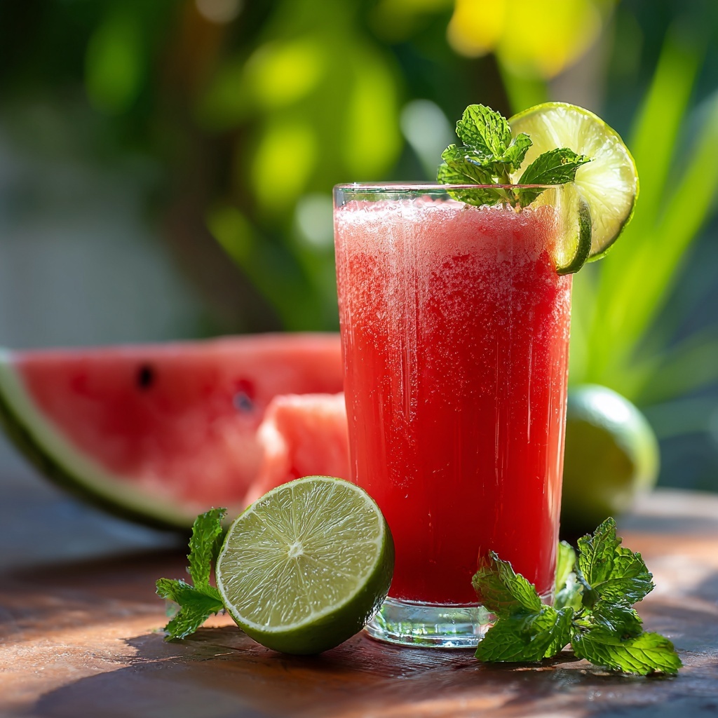 Refreshing Watermelon Mint Smoothie Recipe - Recipe Image