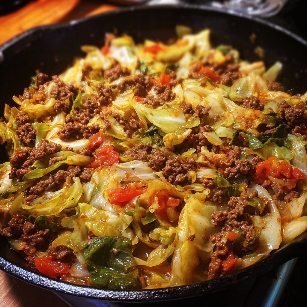 Hearty Ground Beef and Cabbage Skillet Recipe - Recipe Image