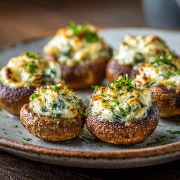 Creamy Stuffed Portobello Mushrooms with Spinach and Garlic Recipe
