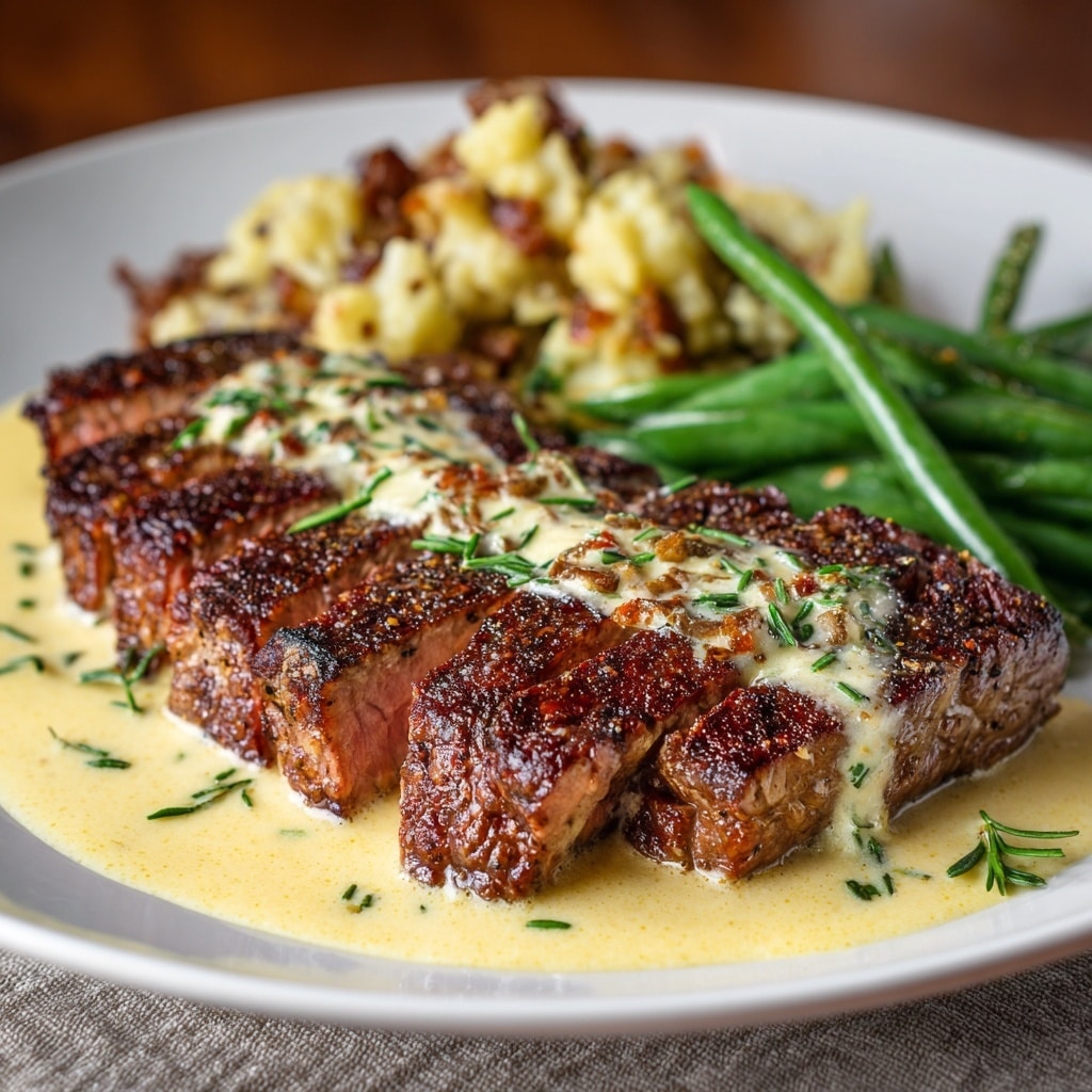 Bourbon Garlic Cream Steak Recipe - Recipe Image