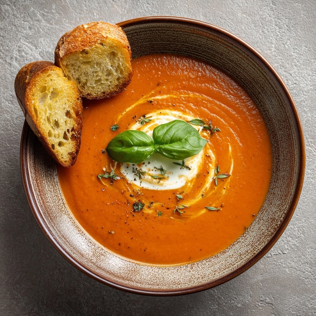 Creamy Tomato Basil Parmesan Soup Recipe - Recipe Image