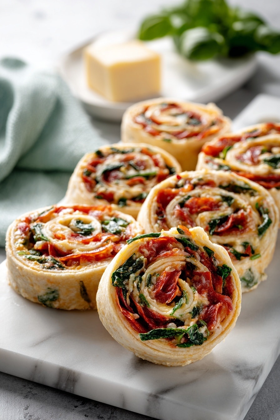 Delicious Italian Pinwheels with Cream Cheese, Salami, and Pepperoni Recipe - Recipe Image