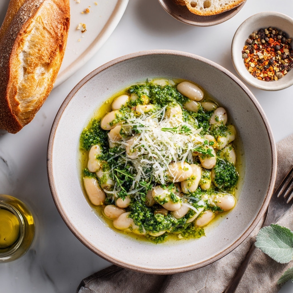Creamy White Bean Pesto Soup Recipe - Recipe Image