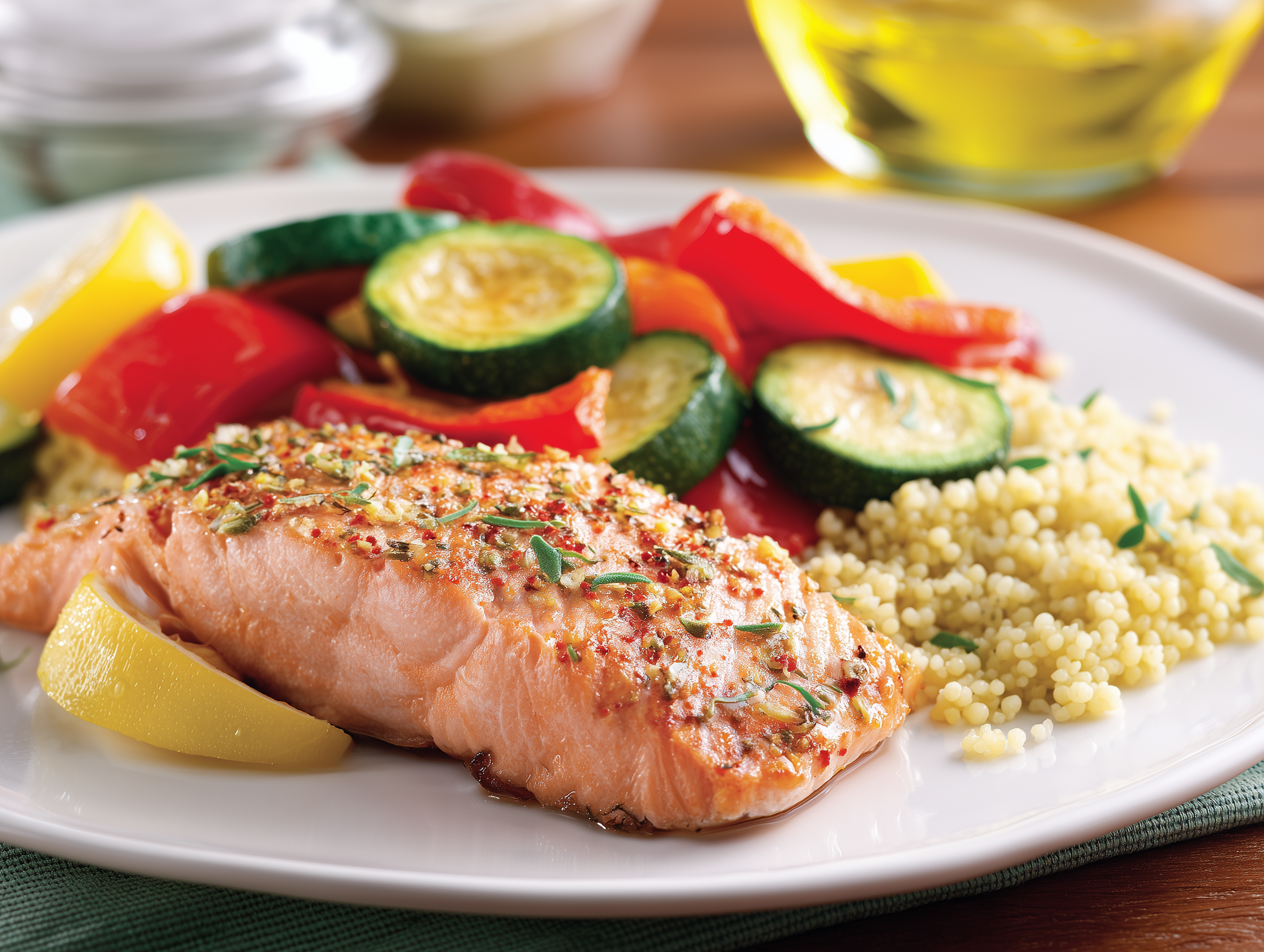 Herbed Pearl Couscous with Roasted Salmon Recipe - Recipe Image