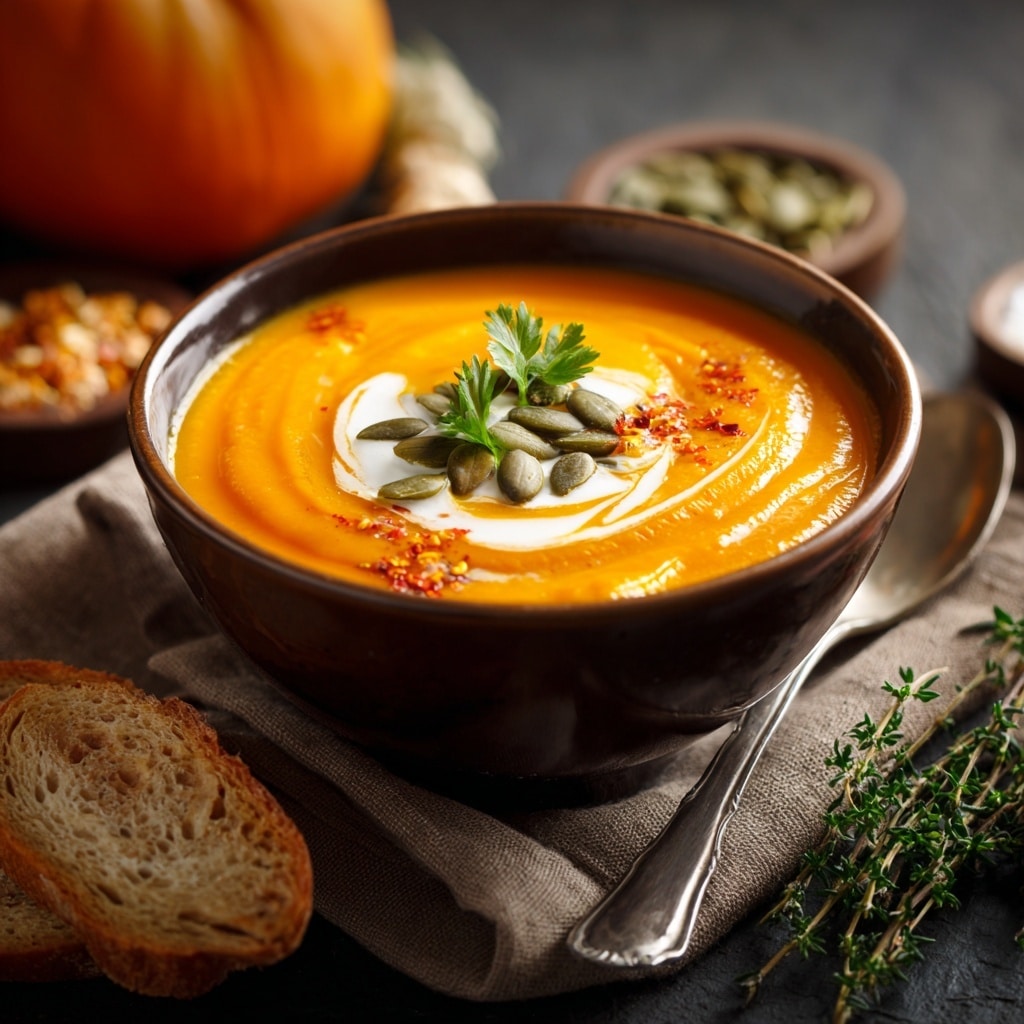 Creamy Pumpkin Soup with Melted Gruyère Recipe - Recipe Image