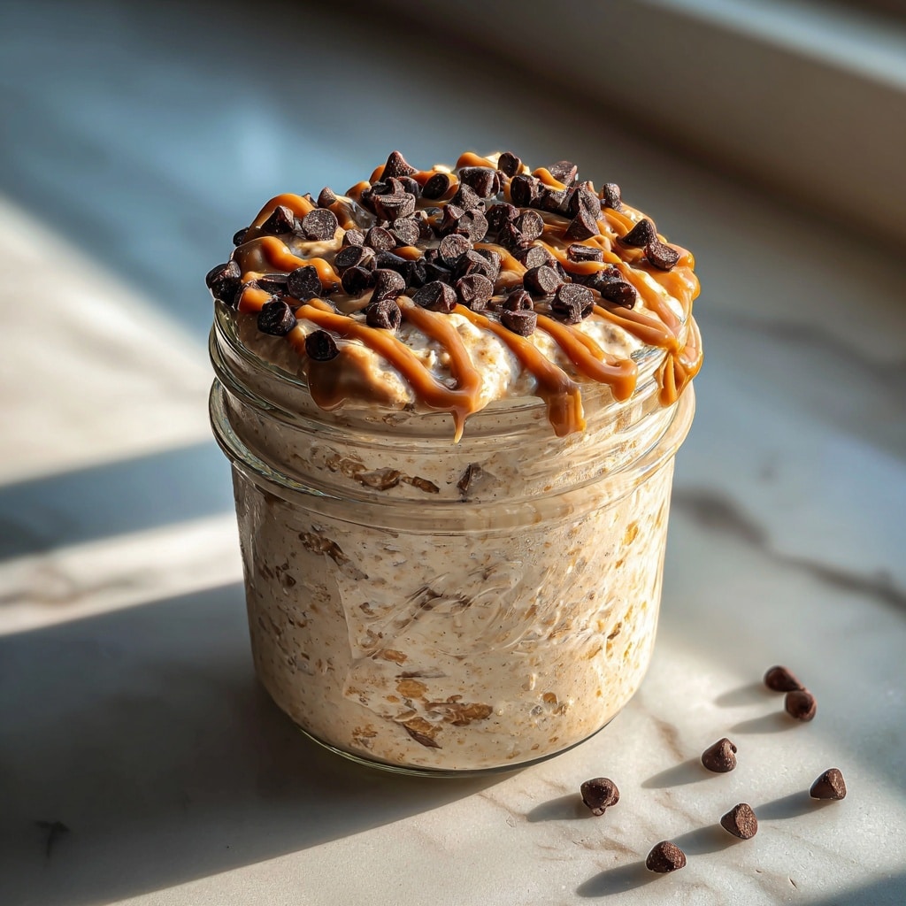 Chocolate Chip Peanut Butter Cookie Dough Overnight Oats Recipe - Recipe Image