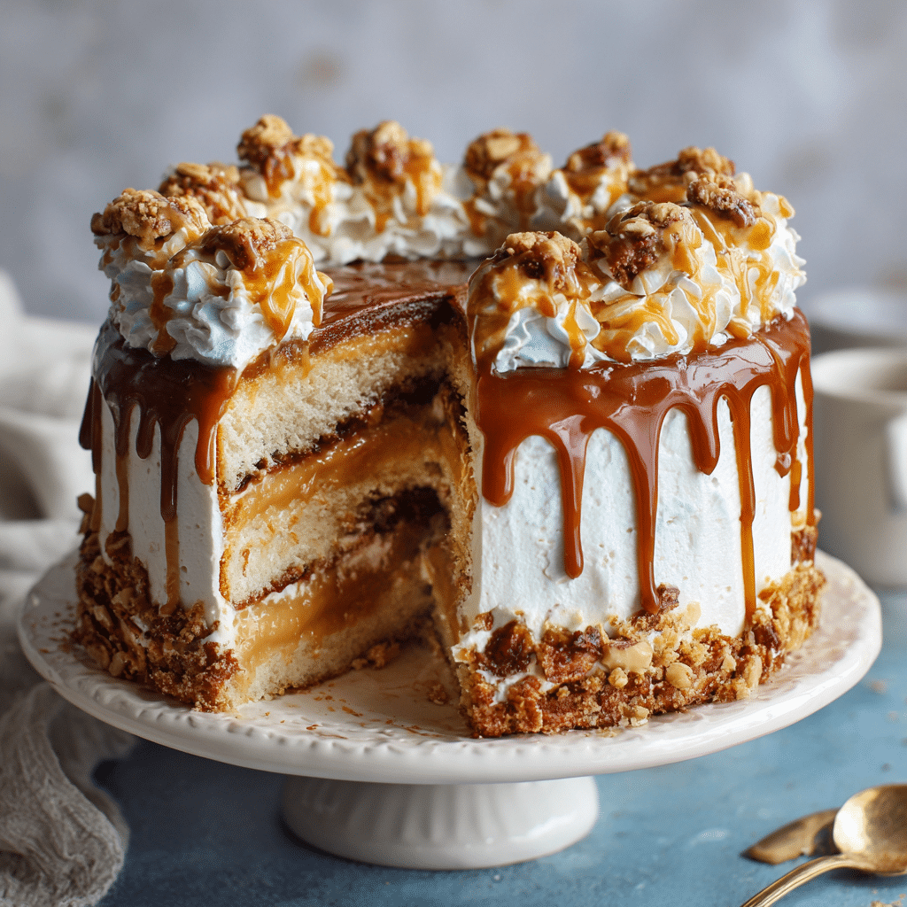 Chocolate Caramel Toffee Crunch Cake Recipe - Recipe Image