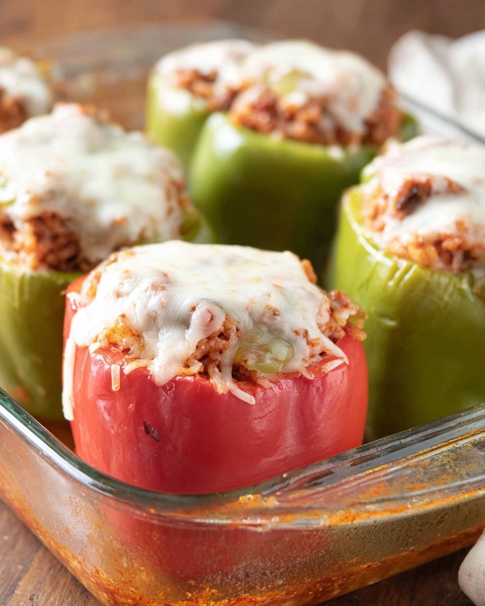 Classic Stuffed Bell Peppers with Beef, Rice, and Mozzarella Recipe - Recipe Image