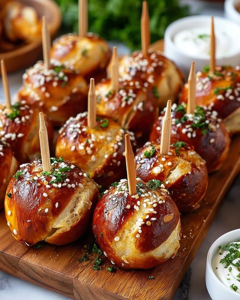Bavarian Pretzel Skewers: Delicious Beef & Cheese Bites! Recipe