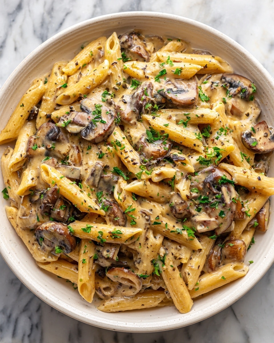 Creamy Tuscan Mushroom Pasta Skillet Recipe - Recipe Image