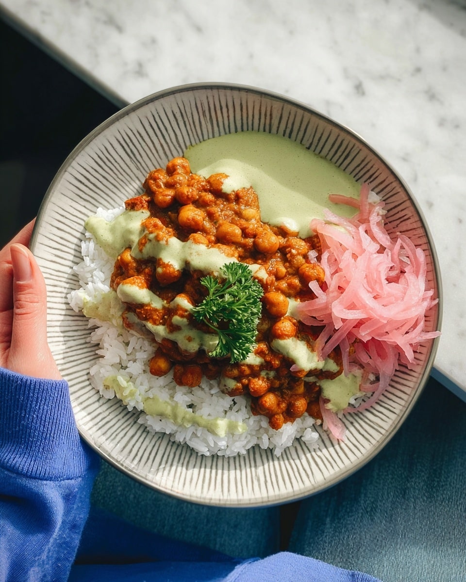 Butter Cauliflower and Chickpeas with Mint Cilantro Sauce Recipe - Recipe Image