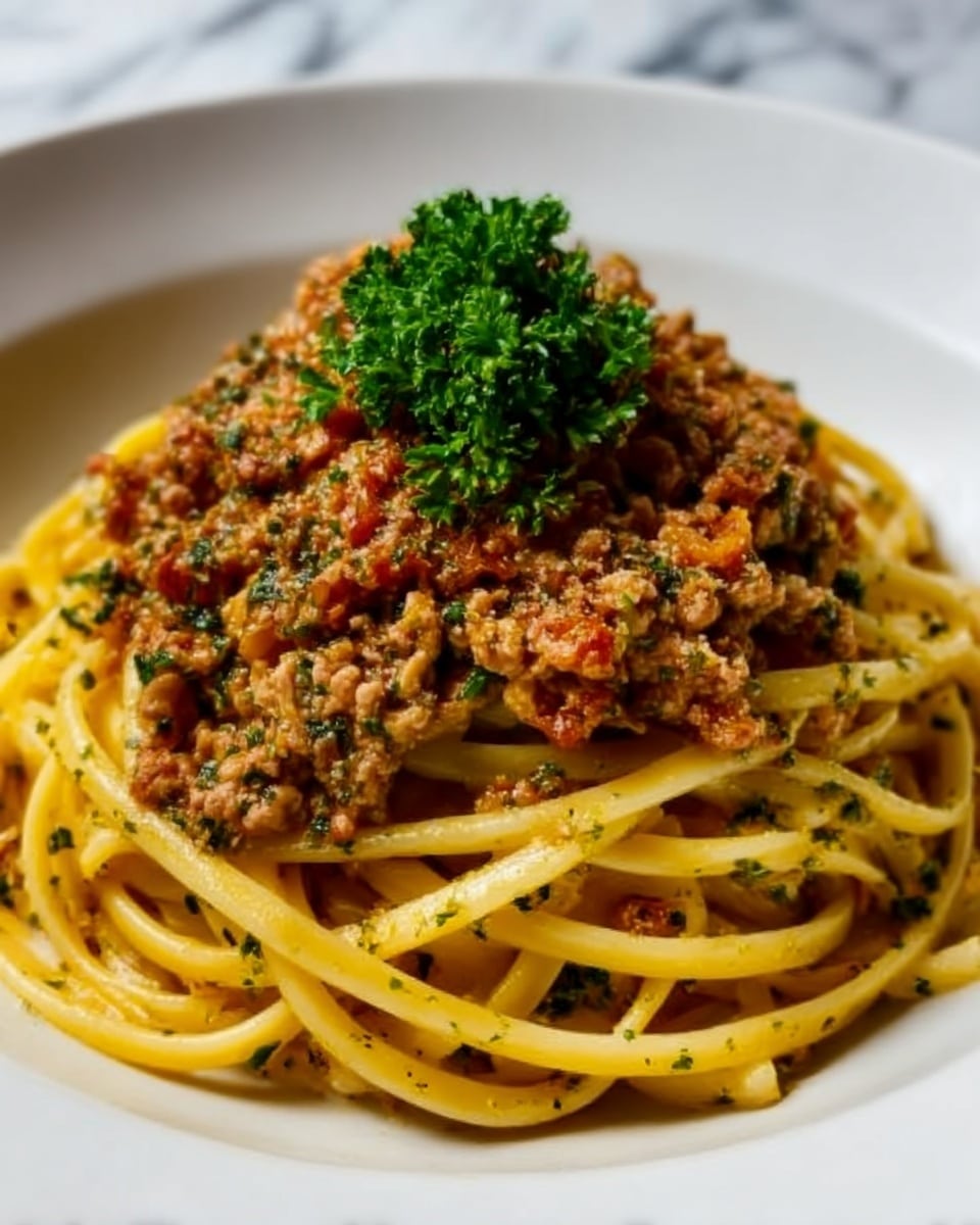 Creamy Parmesan Beef Linguine with Garlic Butter Sauce Recipe - Recipe Image