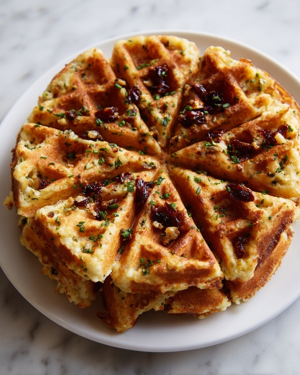Garlic Butter Tossed Heavenly Waffles Holiday Stuffing Recipe - Recipe Image
