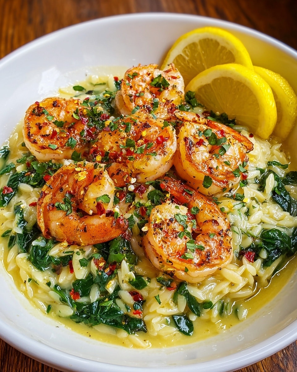 Shrimp Orzo in Lemon Garlic Sauce Recipe - Recipe Image