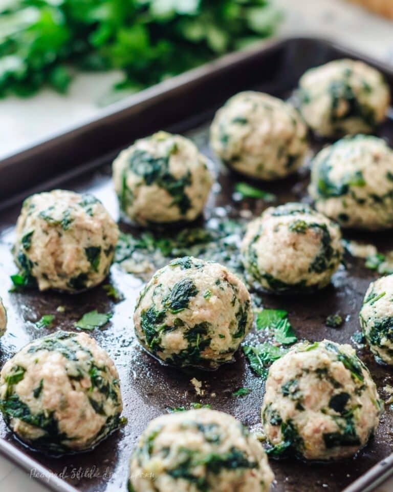 Spinach Feta Turkey Meatballs Recipe