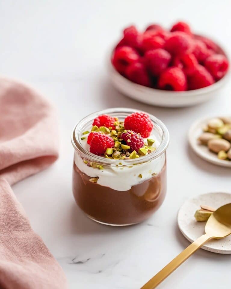 Cacao Blended Chia Pudding with Raspberries, Pistachios, and Soy Yogurt Recipe