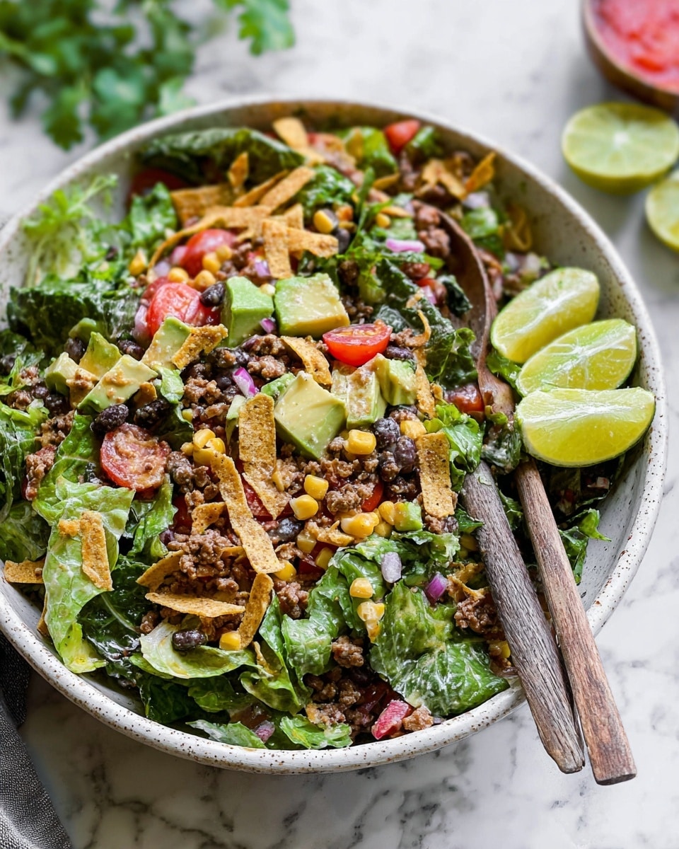 Beef Taco Salad with Lime Cilantro Dressing Recipe - Recipe Image