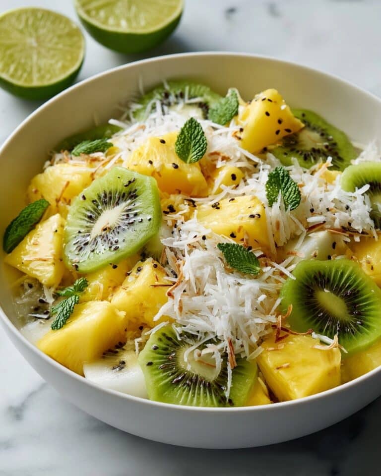 Pineapple Kiwi Salad with Toasted Coconut and Honey-Lime Dressing Recipe